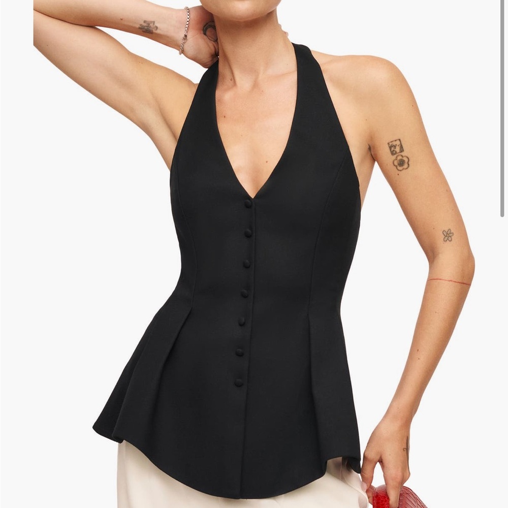 Reformation Black Halter Blouse